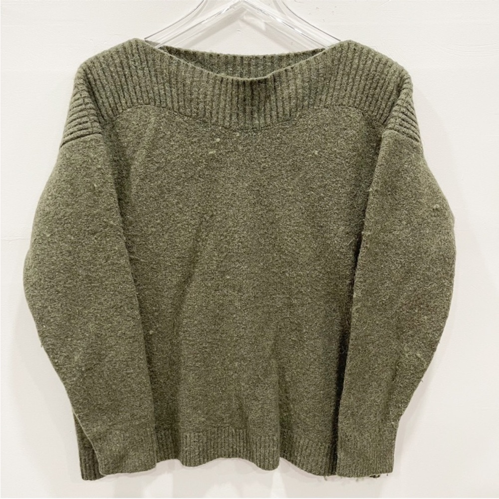 Madewell Boatneck Pullover Sweater Medium Green Wool Alpaca